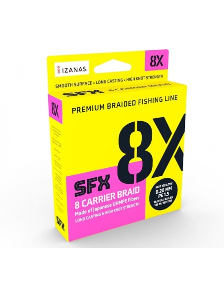 Sufix SFX 8X BRAID 150YDS 0.235MM/20KG/ 2.0/44LB/HOT YELLOW